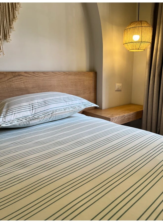 Bcomfort GREEN RIBBED Printed Cotton Fitted Bedsheet Set - Image 3